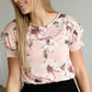 Blush Floral Flutter Short Sleeve Tee Tops