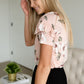 Blush Floral Flutter Short Sleeve Tee Tops