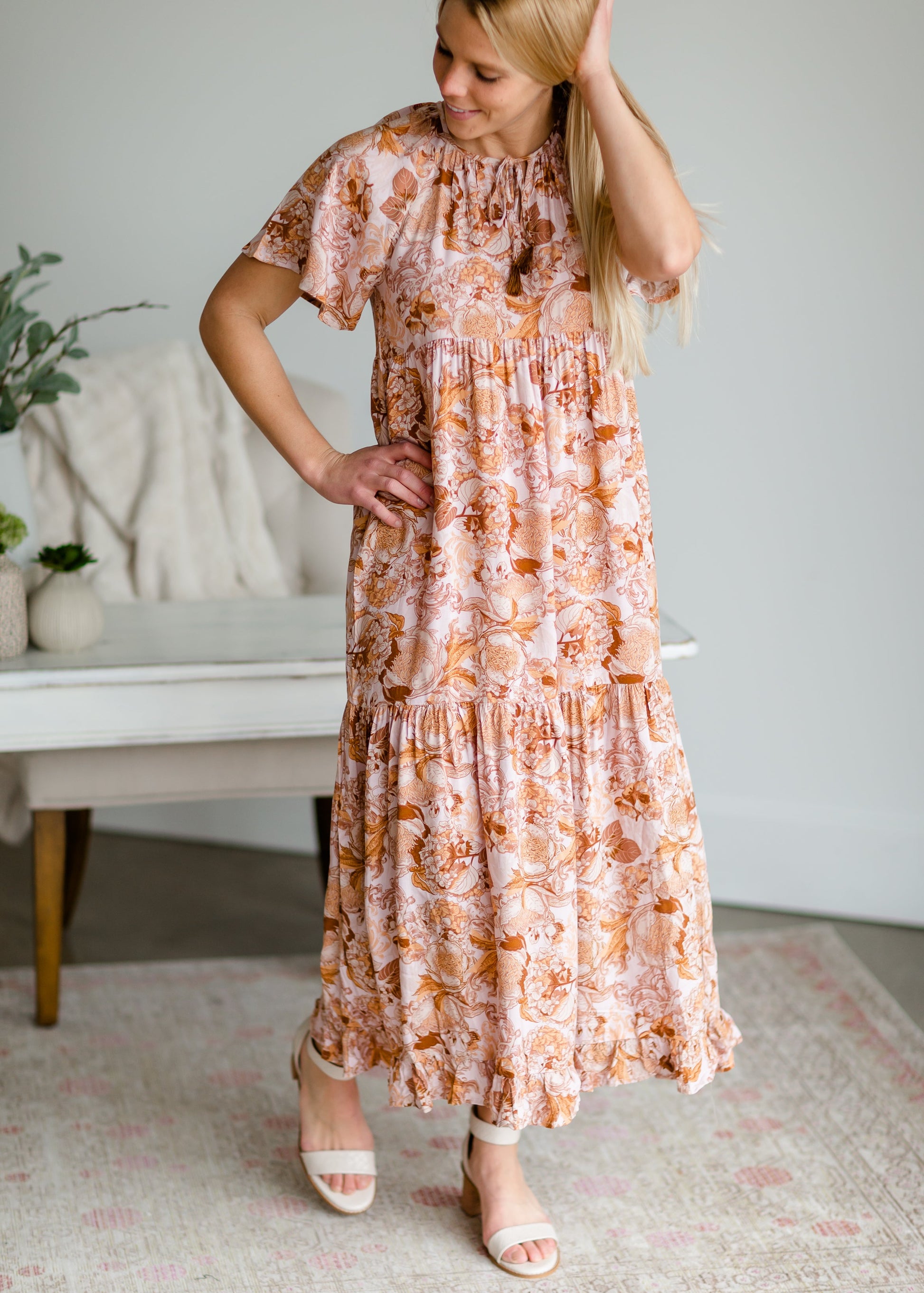 Blush Floral Tassel-Tie Maxi Dress - FINAL SALE Dresses