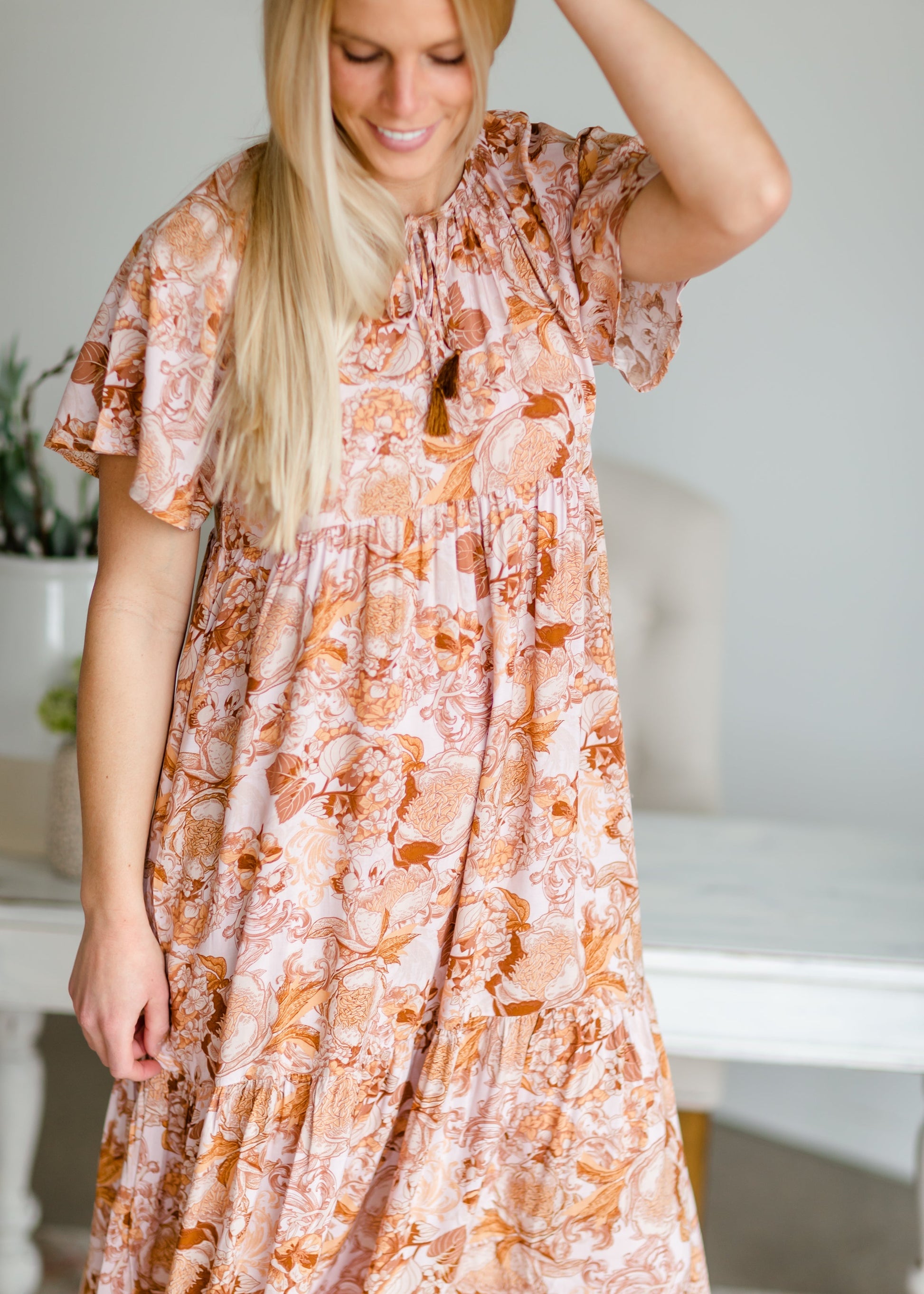 Blush Floral Tassel-Tie Maxi Dress - FINAL SALE Dresses