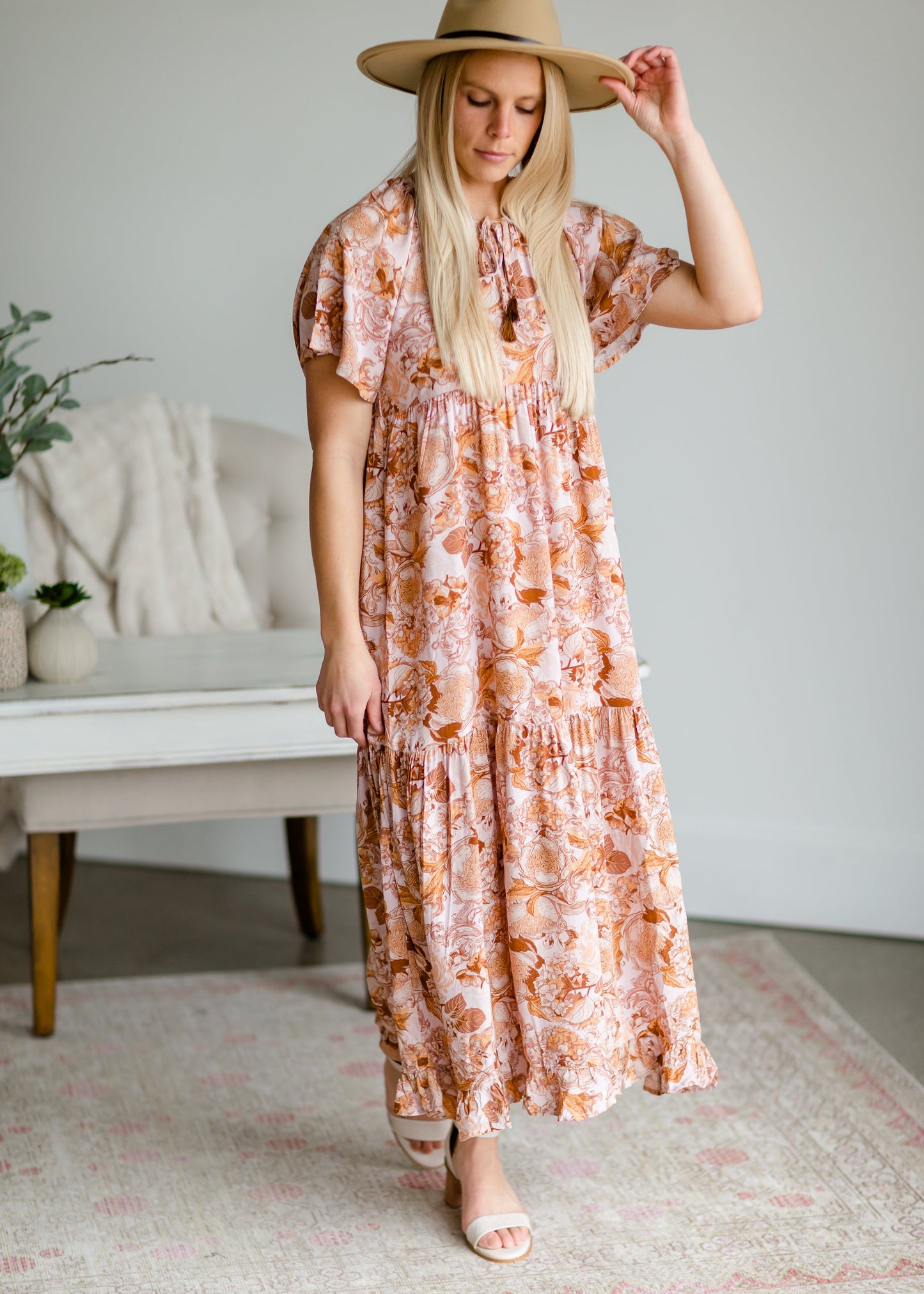 Blush Floral Tassel-Tie Maxi Dress - FINAL SALE Dresses
