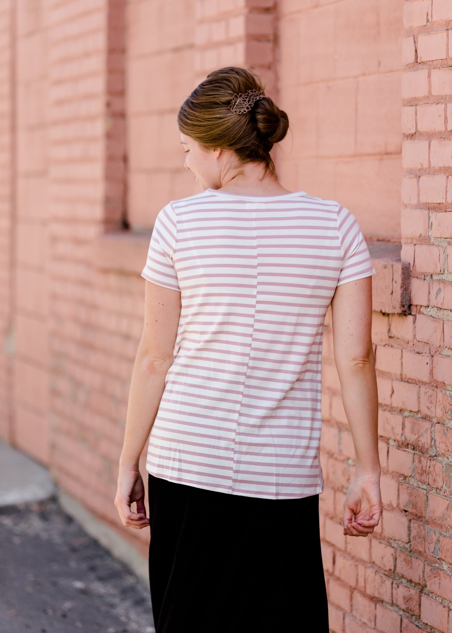 Blush Front Striped Knot Tee - FINAL SALE Tops