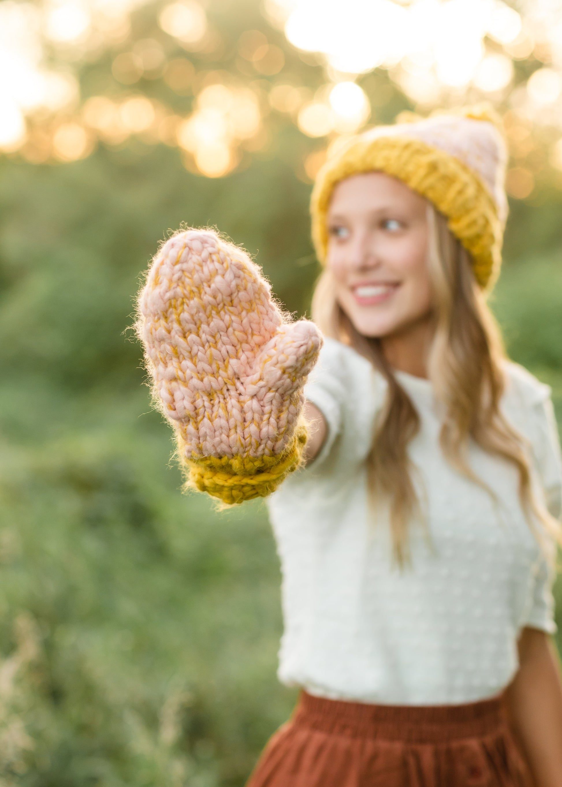 Blush Mango Yarn Mittens - FINAL SALE Accessories