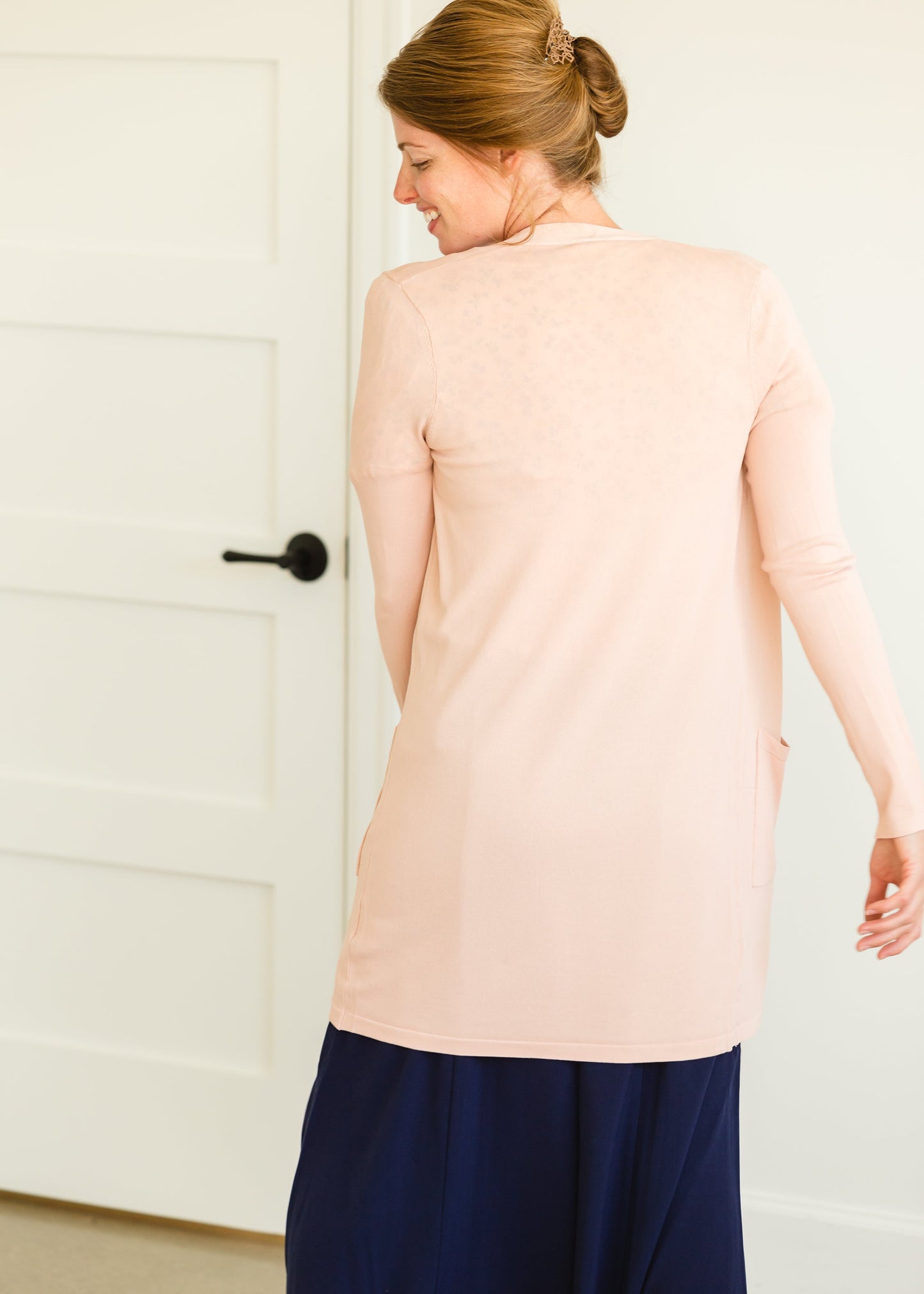 Blush Open Front Long Sleeve Cardigan Layering Essentials