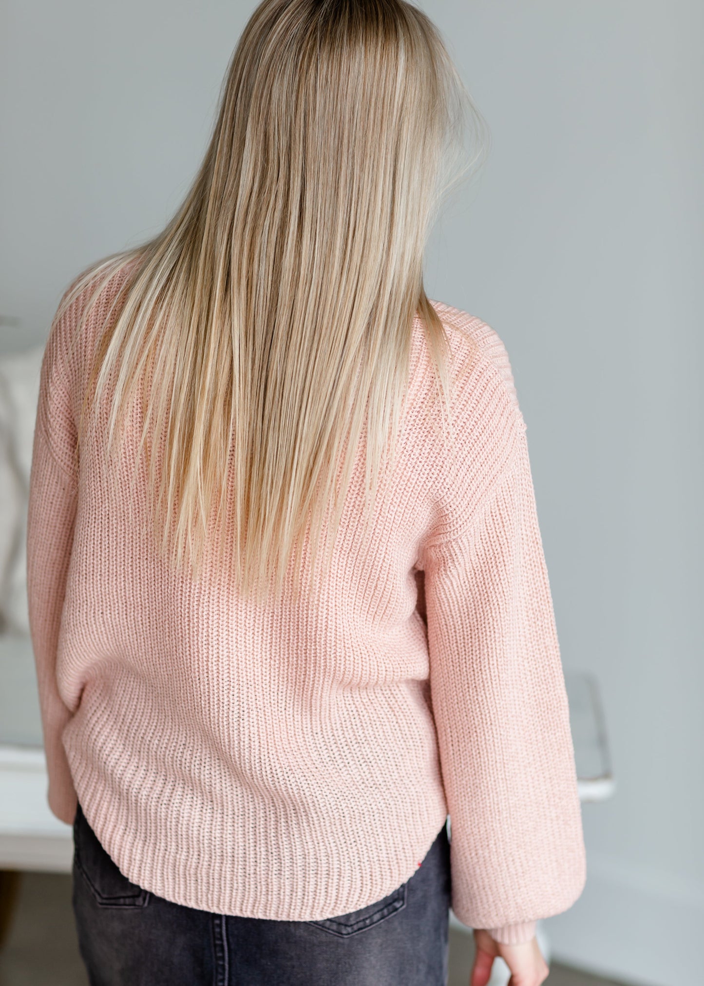 Blush Puff Sleeve Sweater Tops