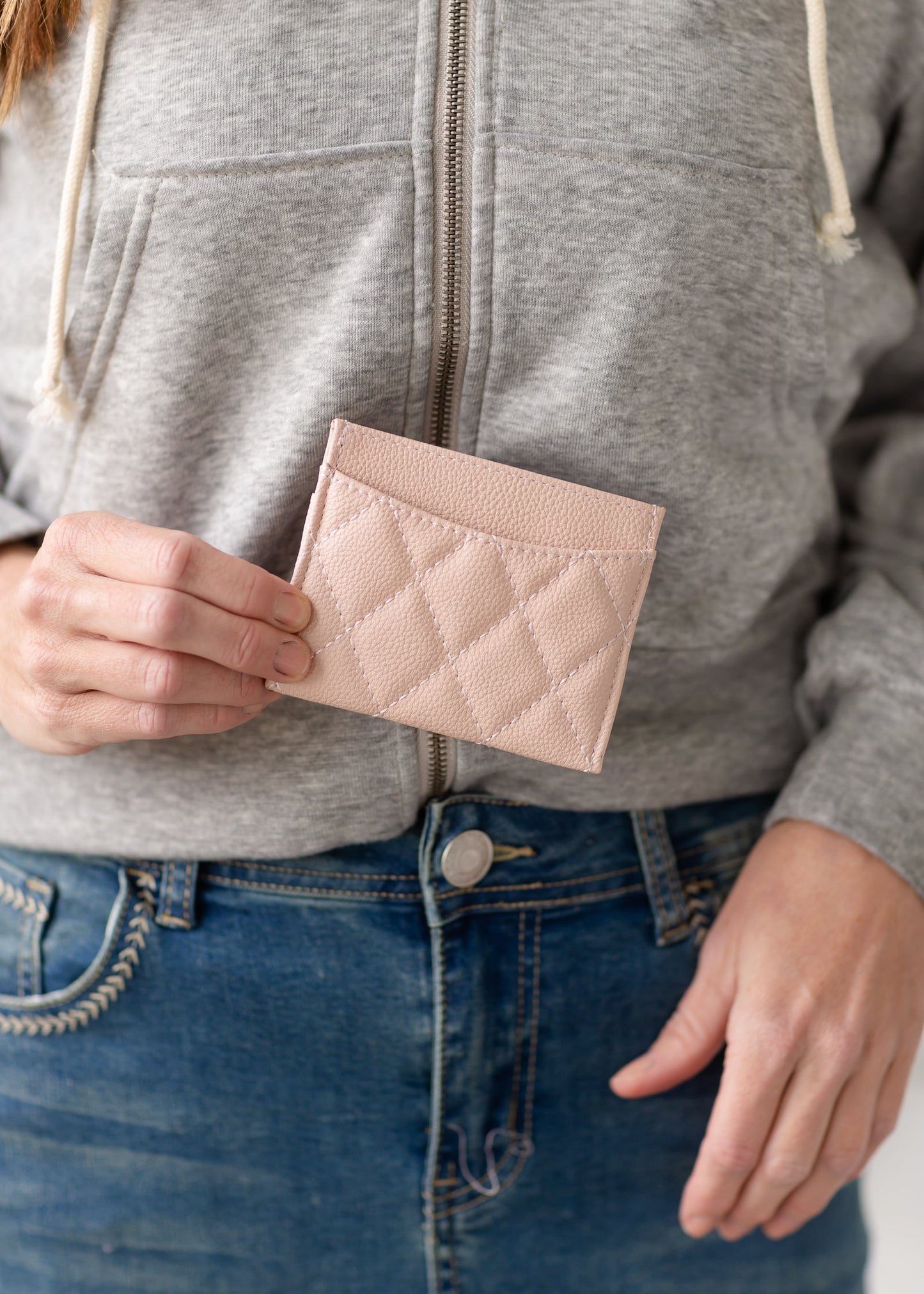 Blush Quilted Faux Leather Card Holder - FINAL SALE Accessories