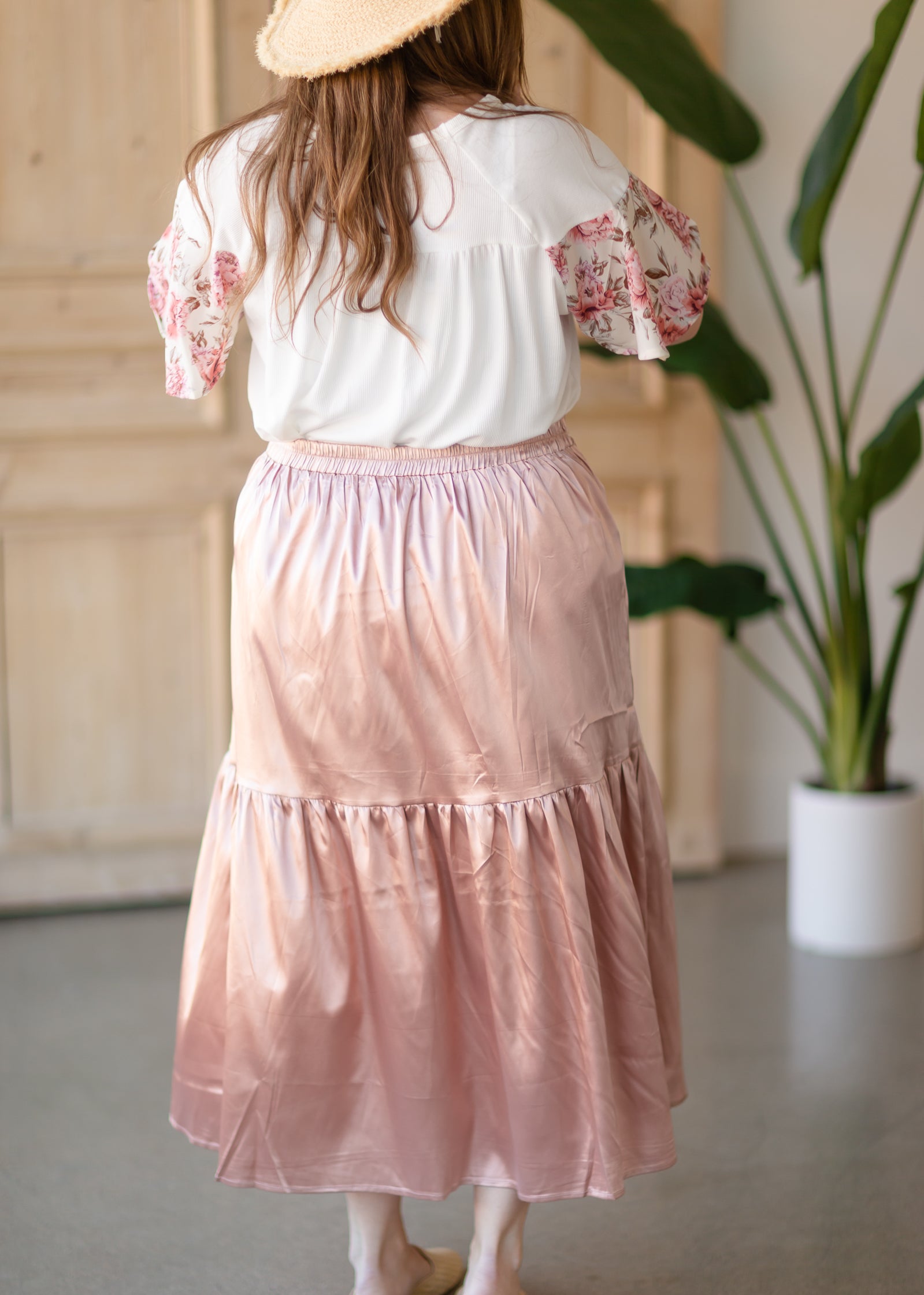 Blush Satin Tiered Midi Skirt - FINAL SALE Skirts