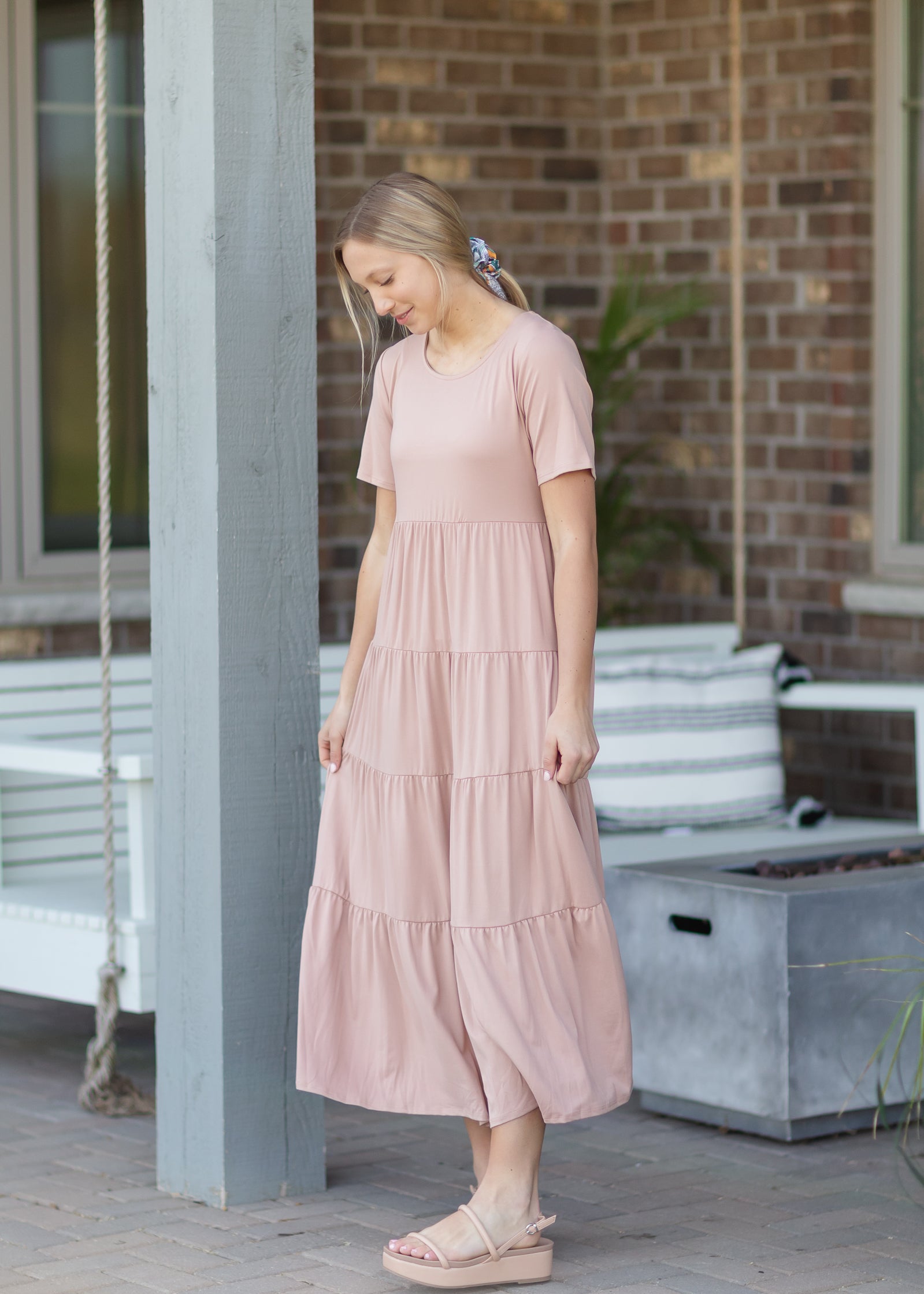 Blush Simple Tiered Maxi Dress Dresses