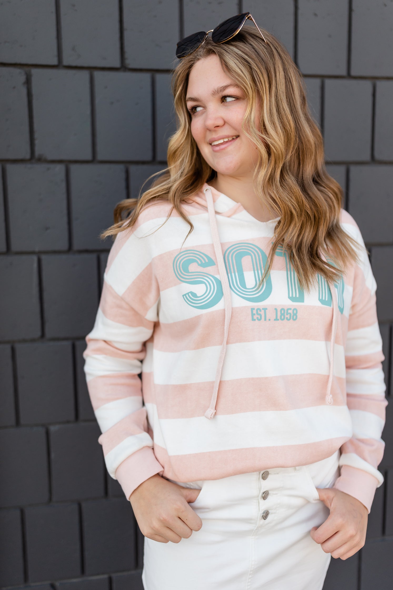 Blush Striped Sota Pullover Sweatshirt - FINAL SALE Tops