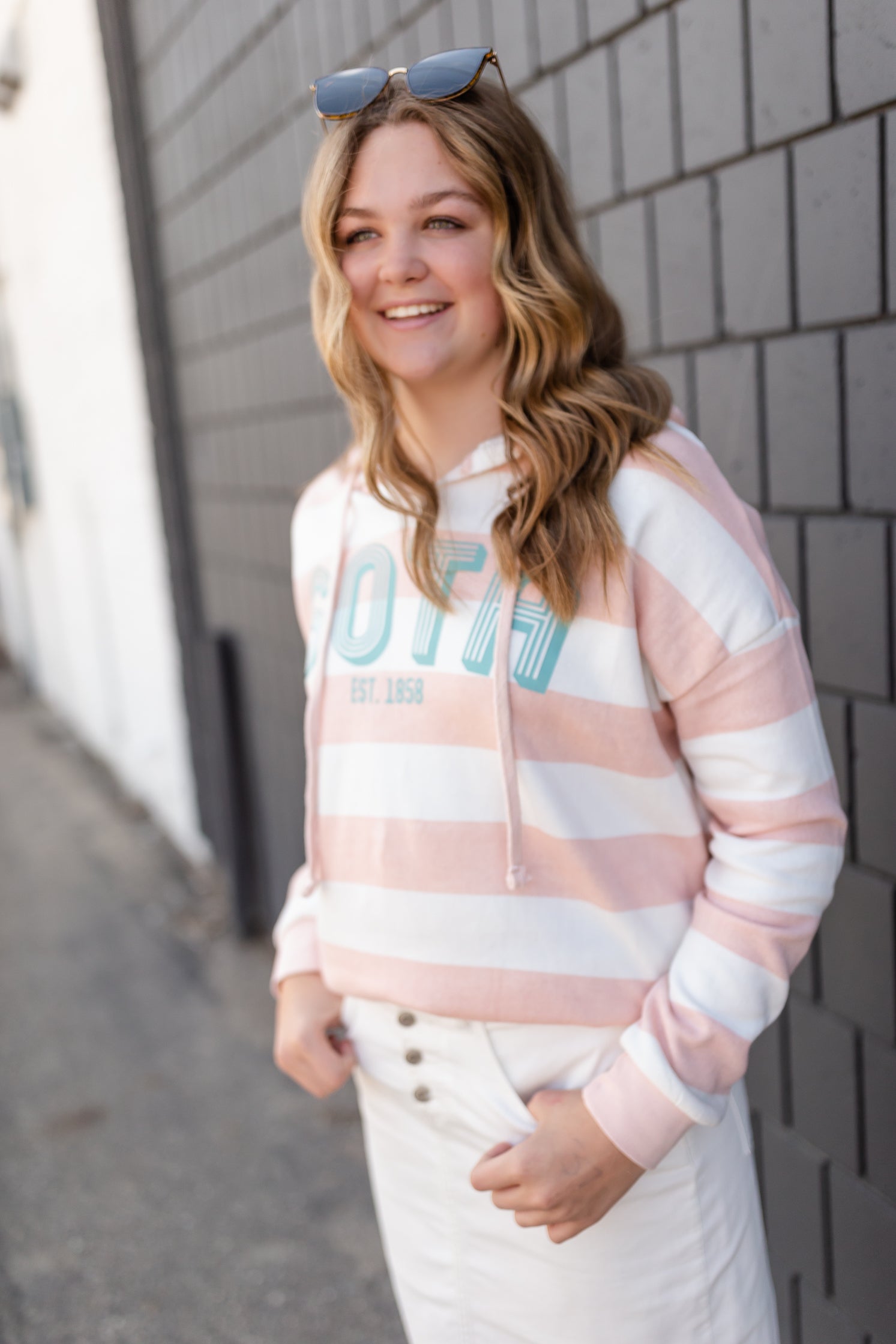 Blush Striped Sota Pullover Sweatshirt - FINAL SALE Tops