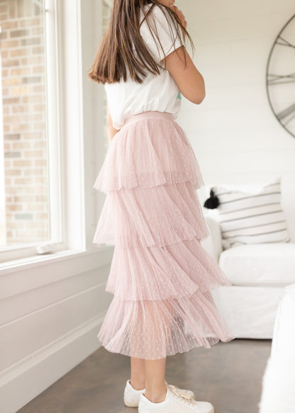 Blush Swiss Dot Tiered Midi Skirt - FINAL SALE Skirts