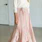 Blush Tie Waist Flowy Midi Skirt Skirts