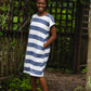 Bold Navy Stripe French Terry Midi Dress - FINAL SALE Dresses