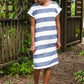 Bold Navy Stripe French Terry Midi Dress - FINAL SALE Dresses