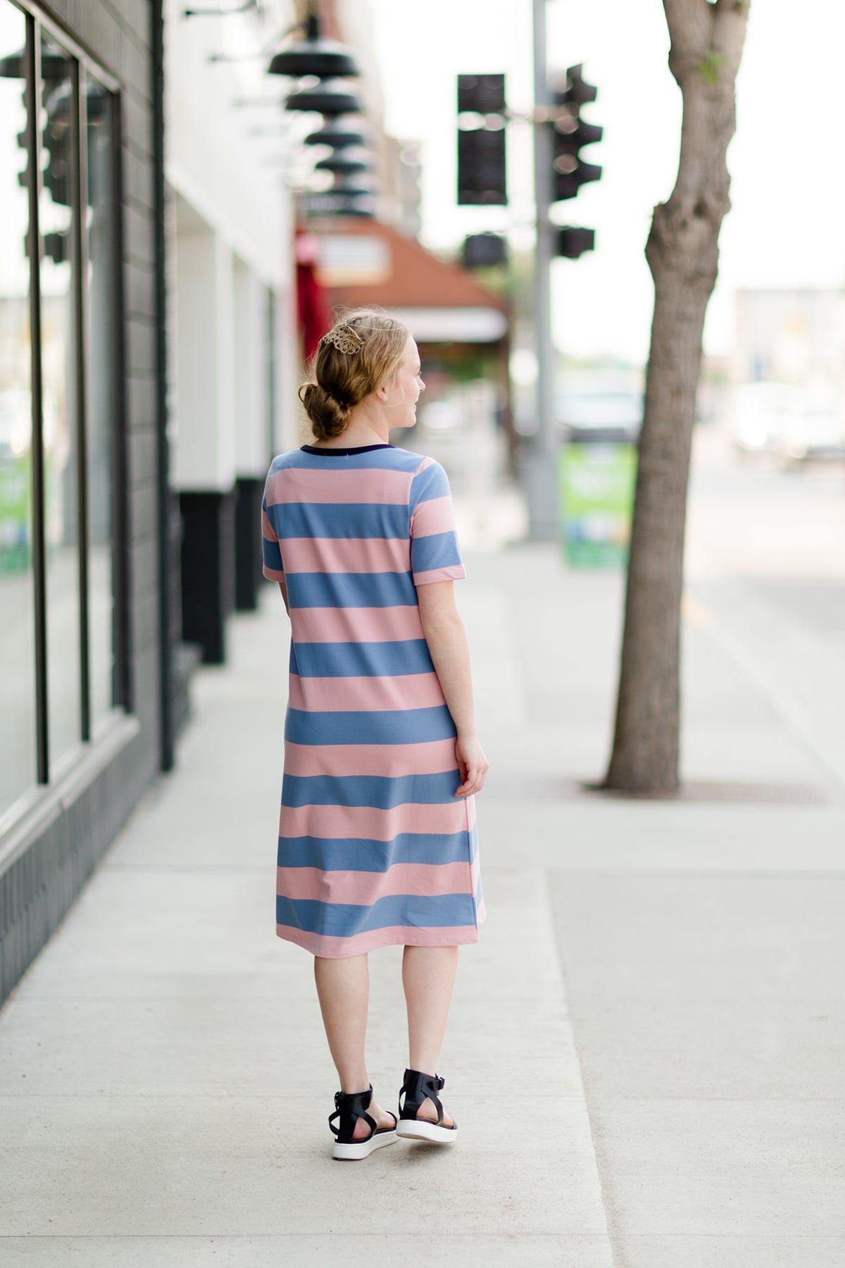 Bold Stripe Long T-Shirt Midi Dress - FINAL SALE Dresses