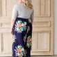 Womens modest navy and floral plus size dress