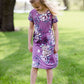 girls purple floral midi dress