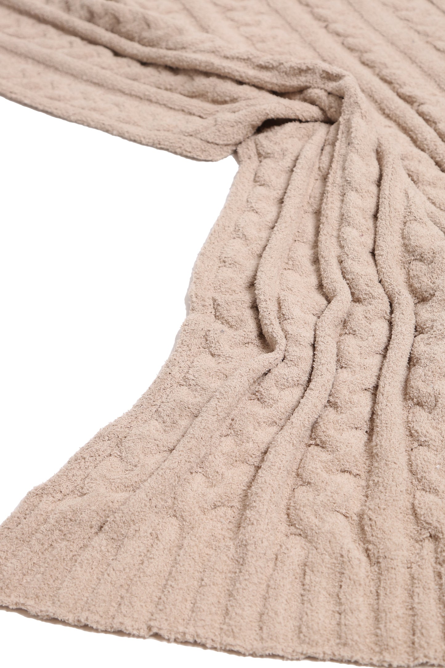Braided Cable Knit Throw Blanket Gifts Beige