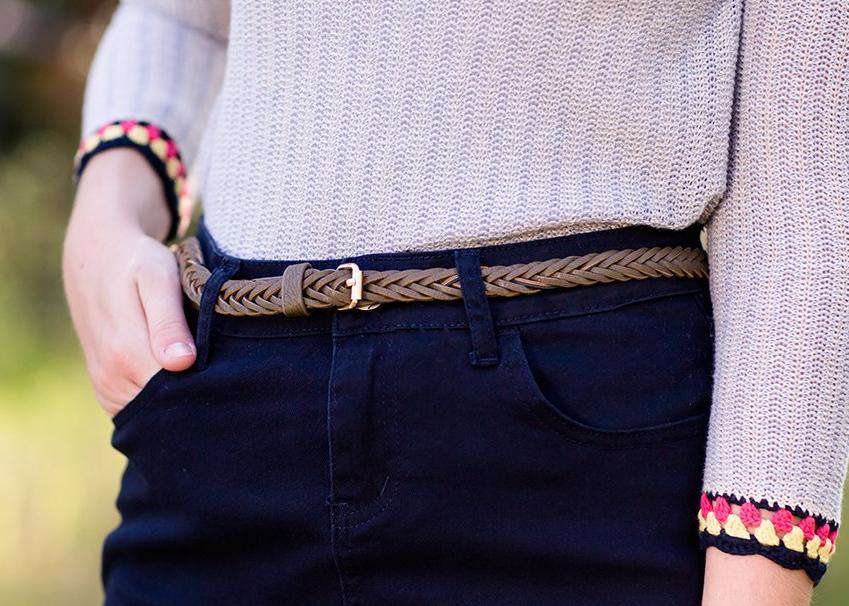 100% leather olive braided belt.