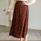 Braylynn Brick Floral Lined Midi Skirt Skirts Inherit