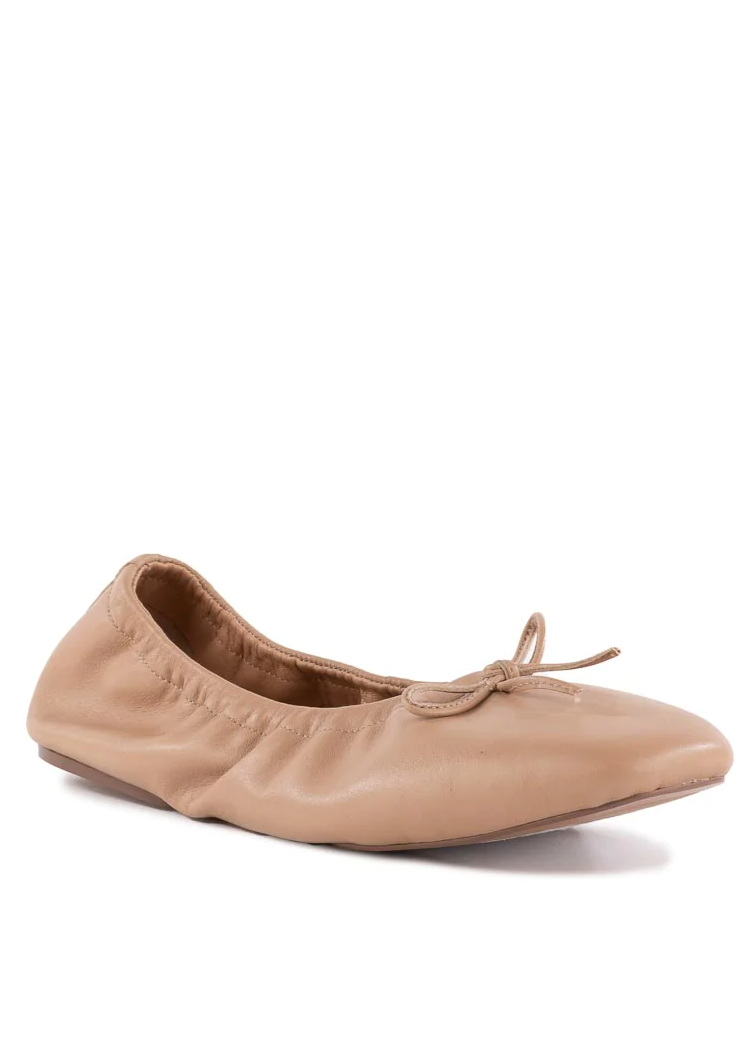 Breathless Leather Flat Shoes Beige / 6