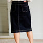 Breeann Dark Wash Denim Midi Skirt Inherit Co.