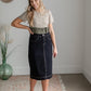 Breeann Dark Wash Denim Midi Skirt Inherit Co.