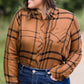 Brick Plaid Button Up Womens Top