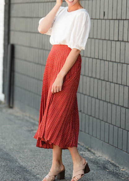 Brick Pleated Abstract Midi Skirt - FINAL SALE Skirts