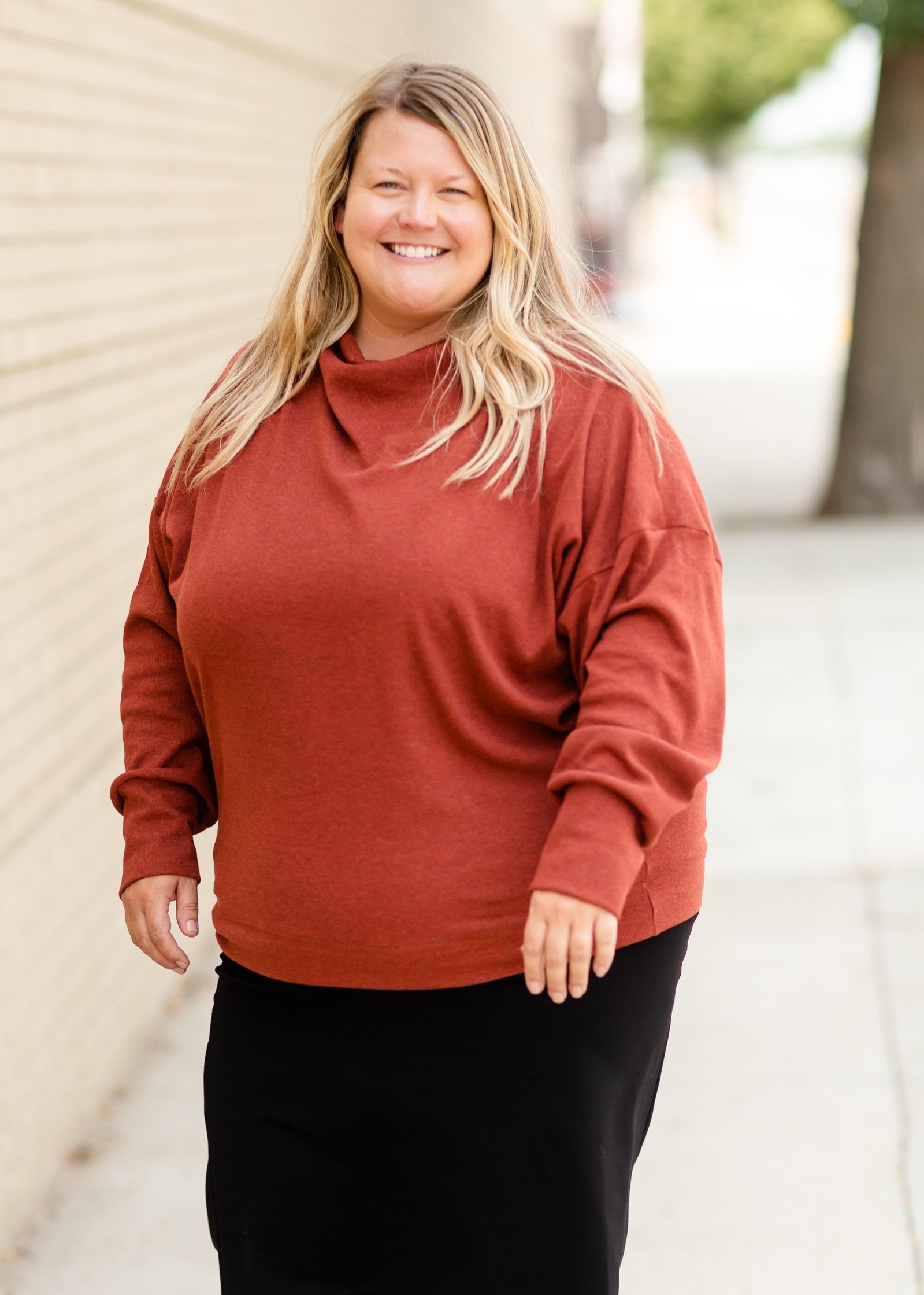 Brick Ribbed Side-Zip Knit Top Tops Hayden Los Angeles