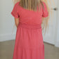Brick Tiered Rib Knit Cuffed Sleeve Maxi Dress Dresses Pologram