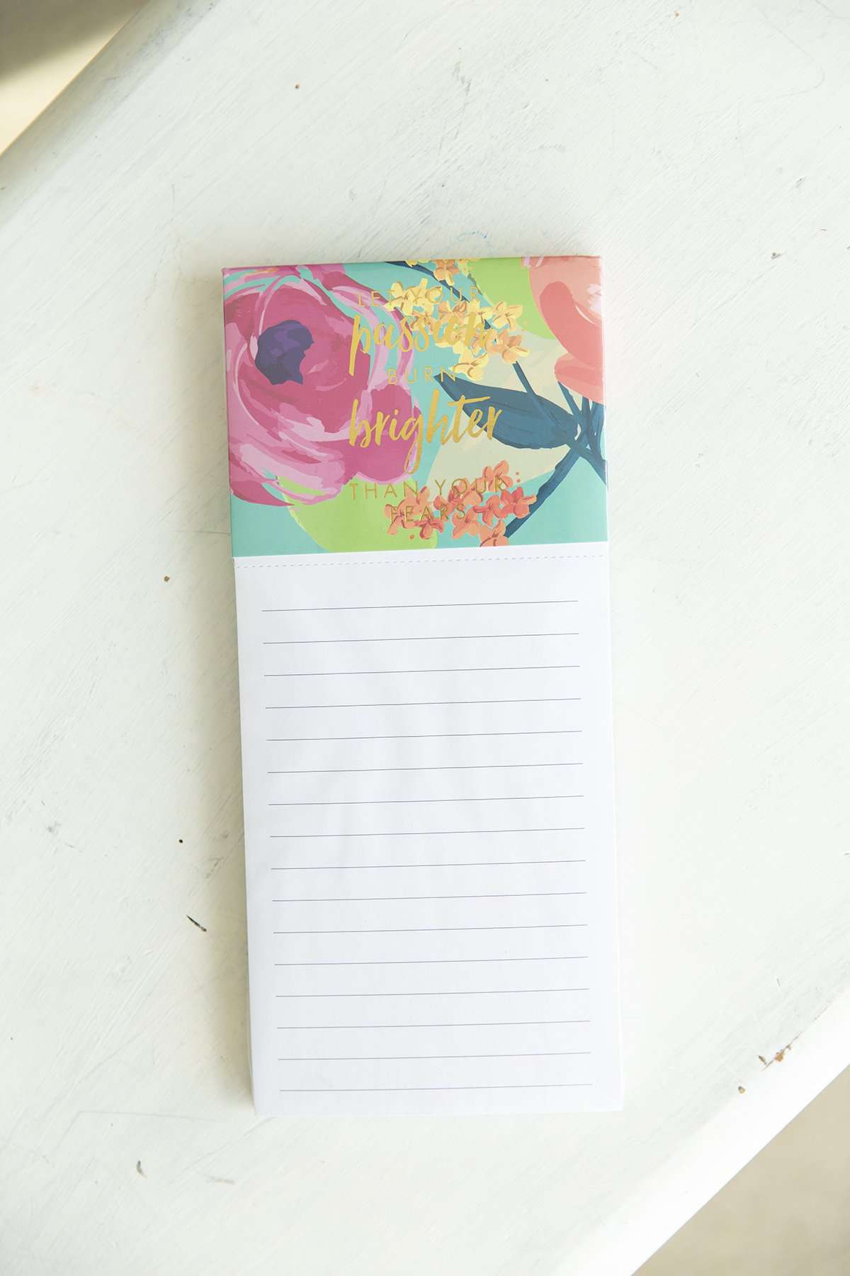 Brighter Than Your Fears Pink Floral Magnetic Notepad