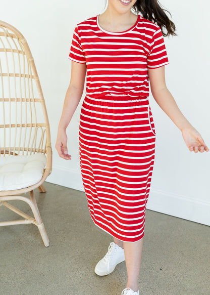 Brit Red Striped Midi Dress - FINAL SALE Dresses