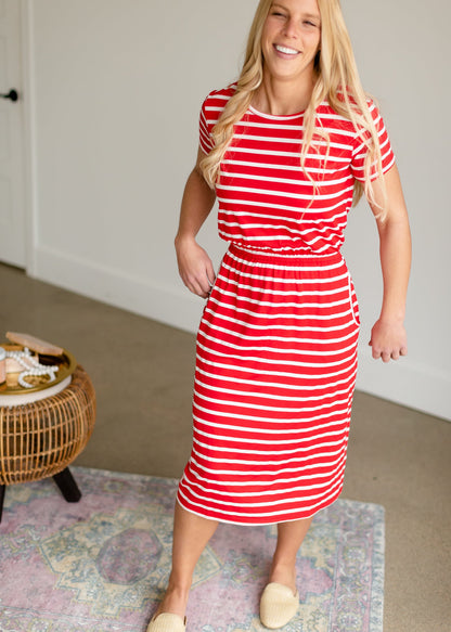 Brit Red Striped Midi Dress - FINAL SALE Dresses