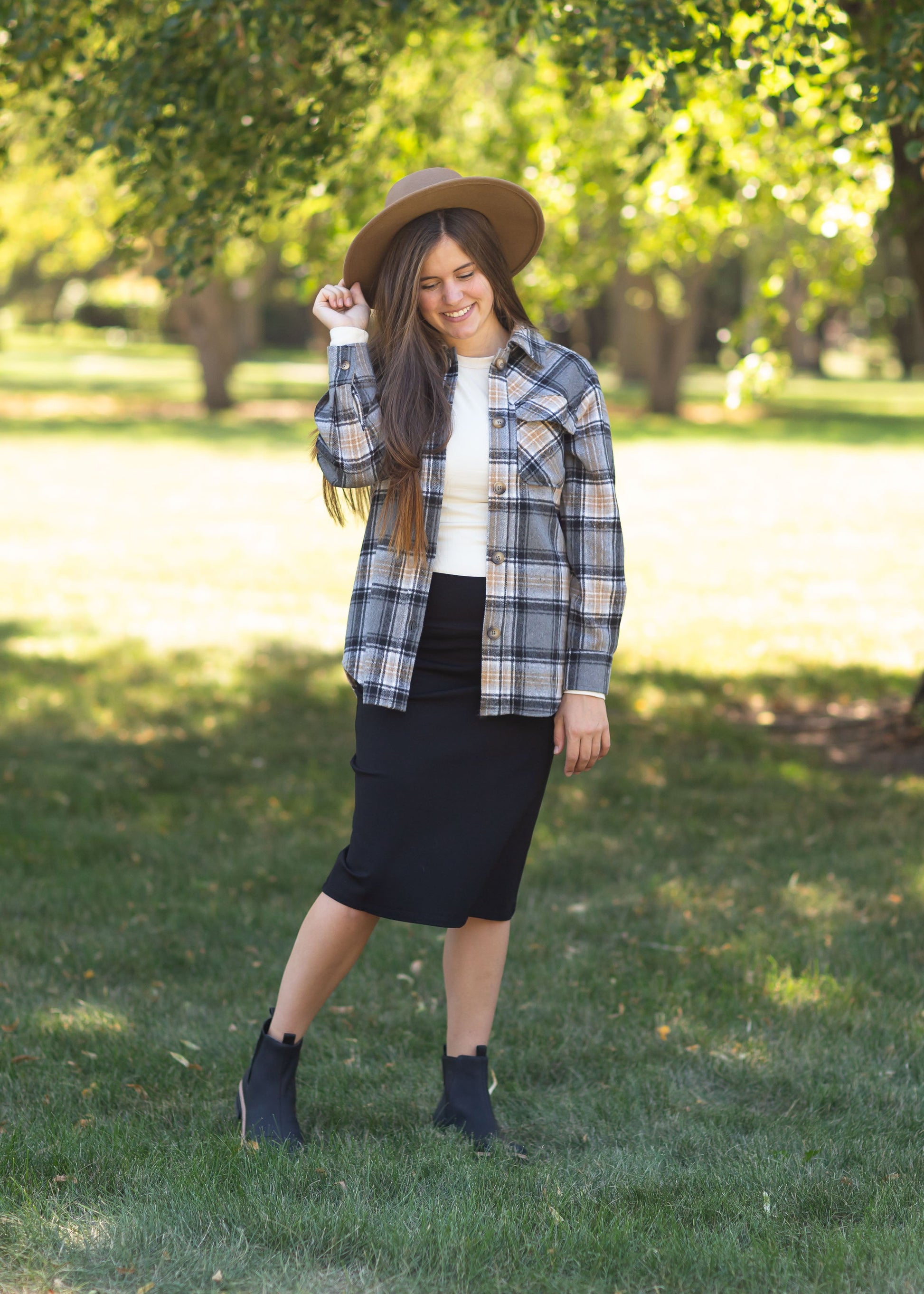 Brooklyn Plaid Button Up Shacket Tops