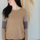Brown Color Block Long Sleeve Knit Top Tops Staccato