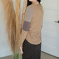 Brown Color Block Long Sleeve Knit Top Tops Staccato
