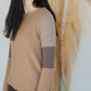 Brown Color Block Long Sleeve Knit Top Tops Staccato
