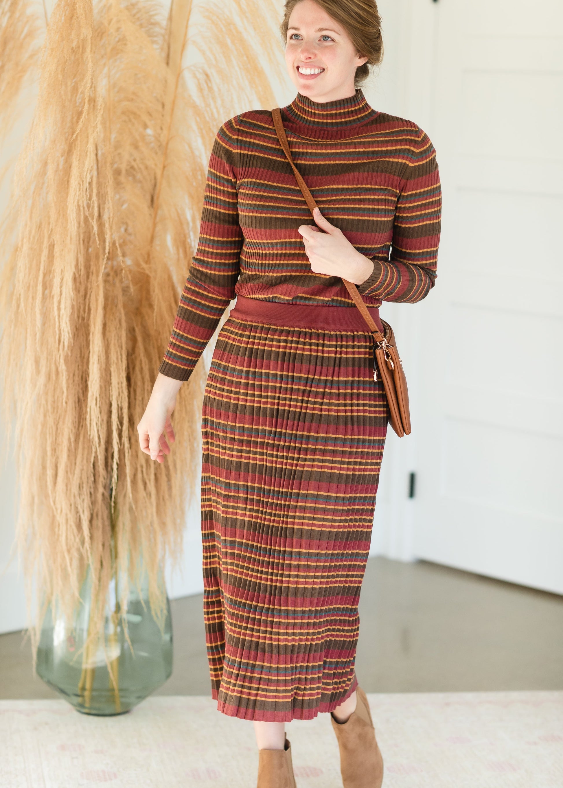 Brown Multi Stripe Ribbed Sweater - FINAL SALE Tops