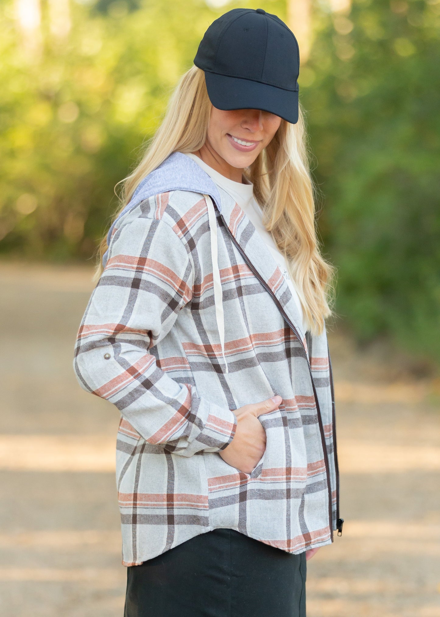 Brown + Orange Zip Up Jacket Tops