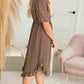 Brown Puff Sleeve Floral Midi Dress - FINAL SALE Dresses