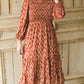 Brown Tiered Leaf Print Dress - FINAL SALE Dresses