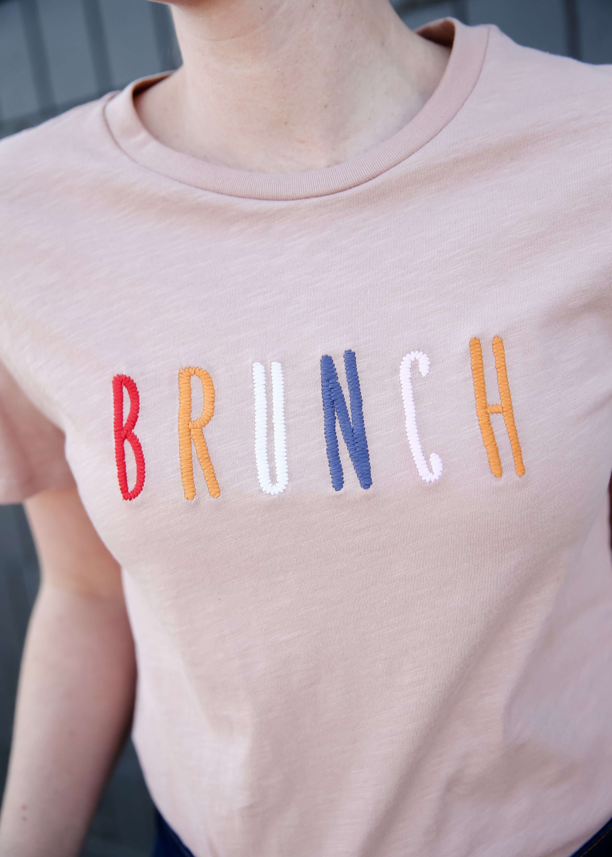 Blush colored Brunch graphic tee