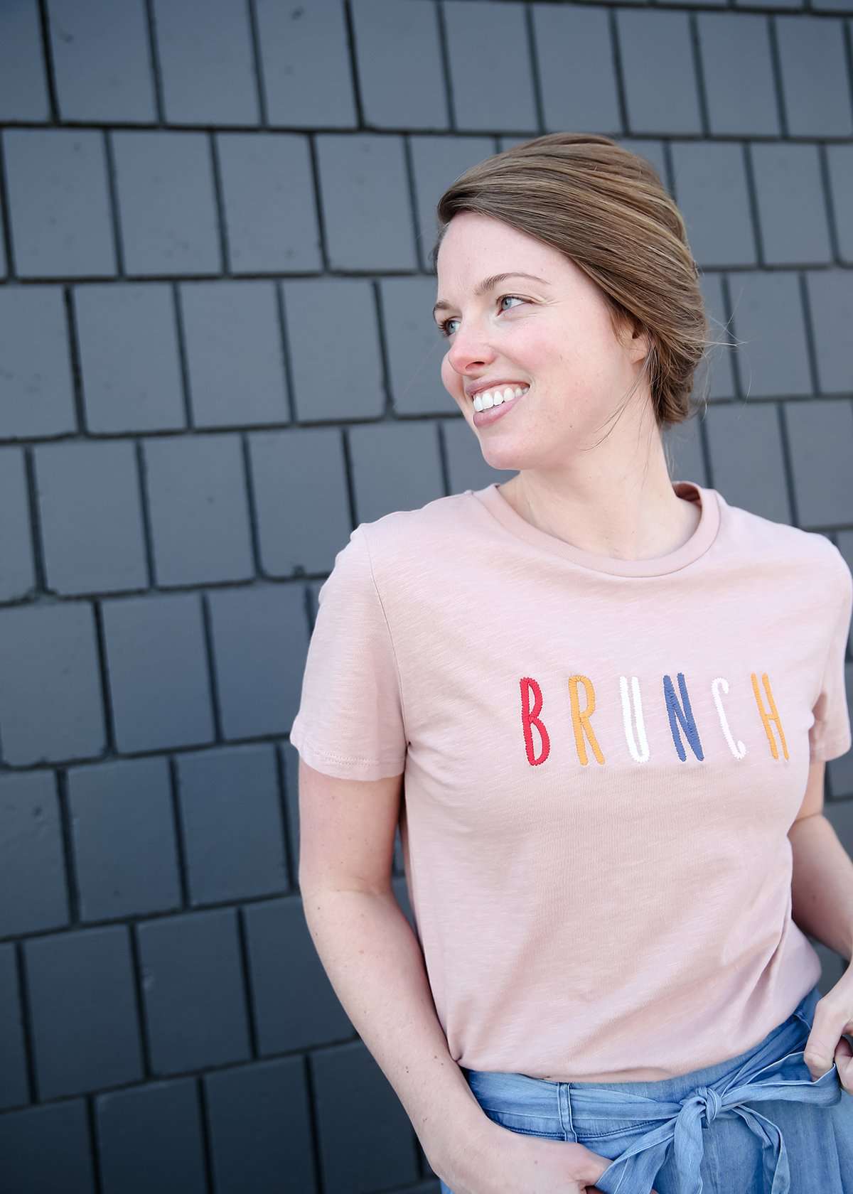 Blush colored Brunch graphic tee