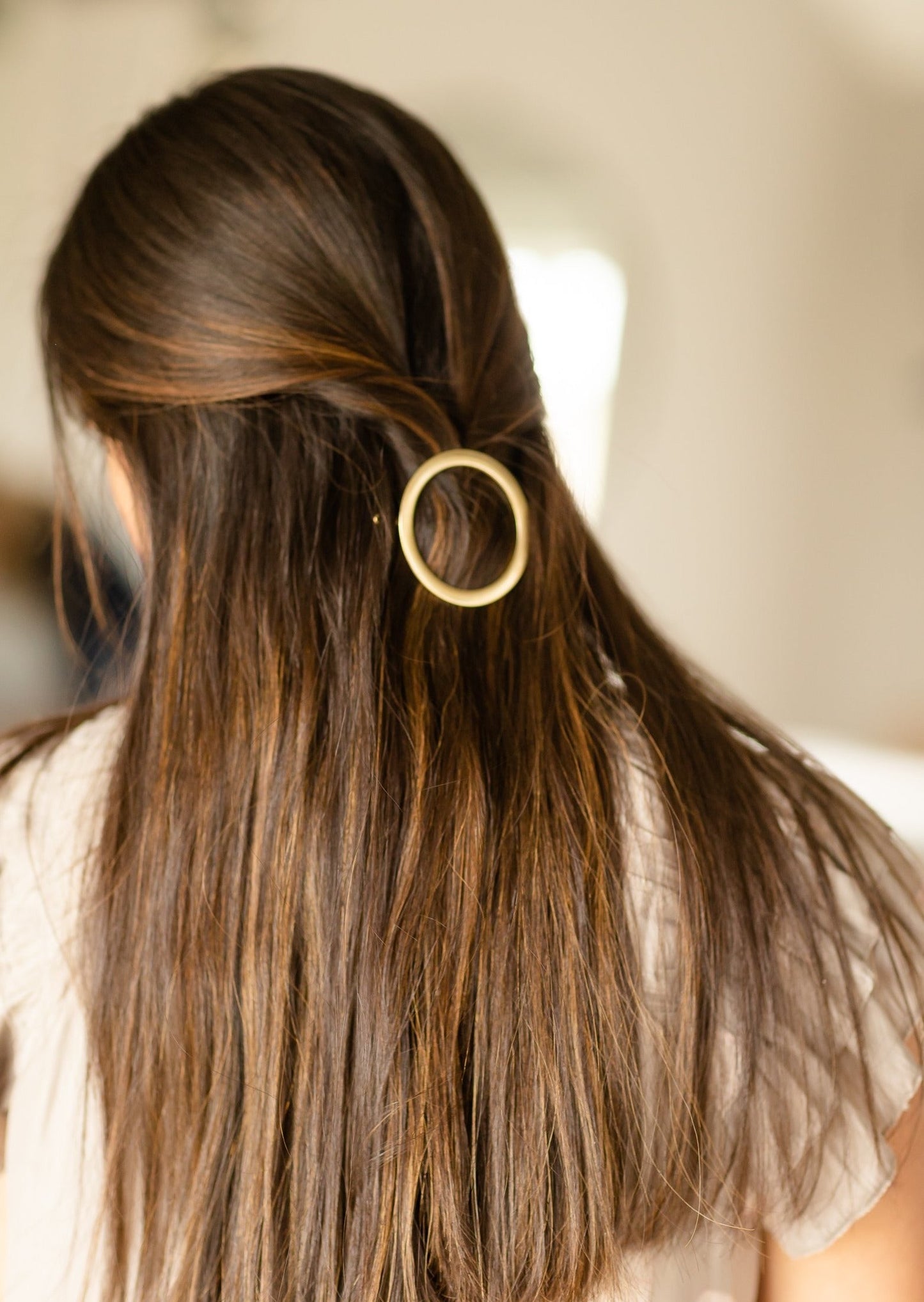 Brushed Gold Flat Circle Hair Pin Accessories