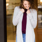 Women's modest hacci brushed gray cardigan with pocket