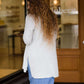 Women's modest hacci brushed gray cardigan with pocket