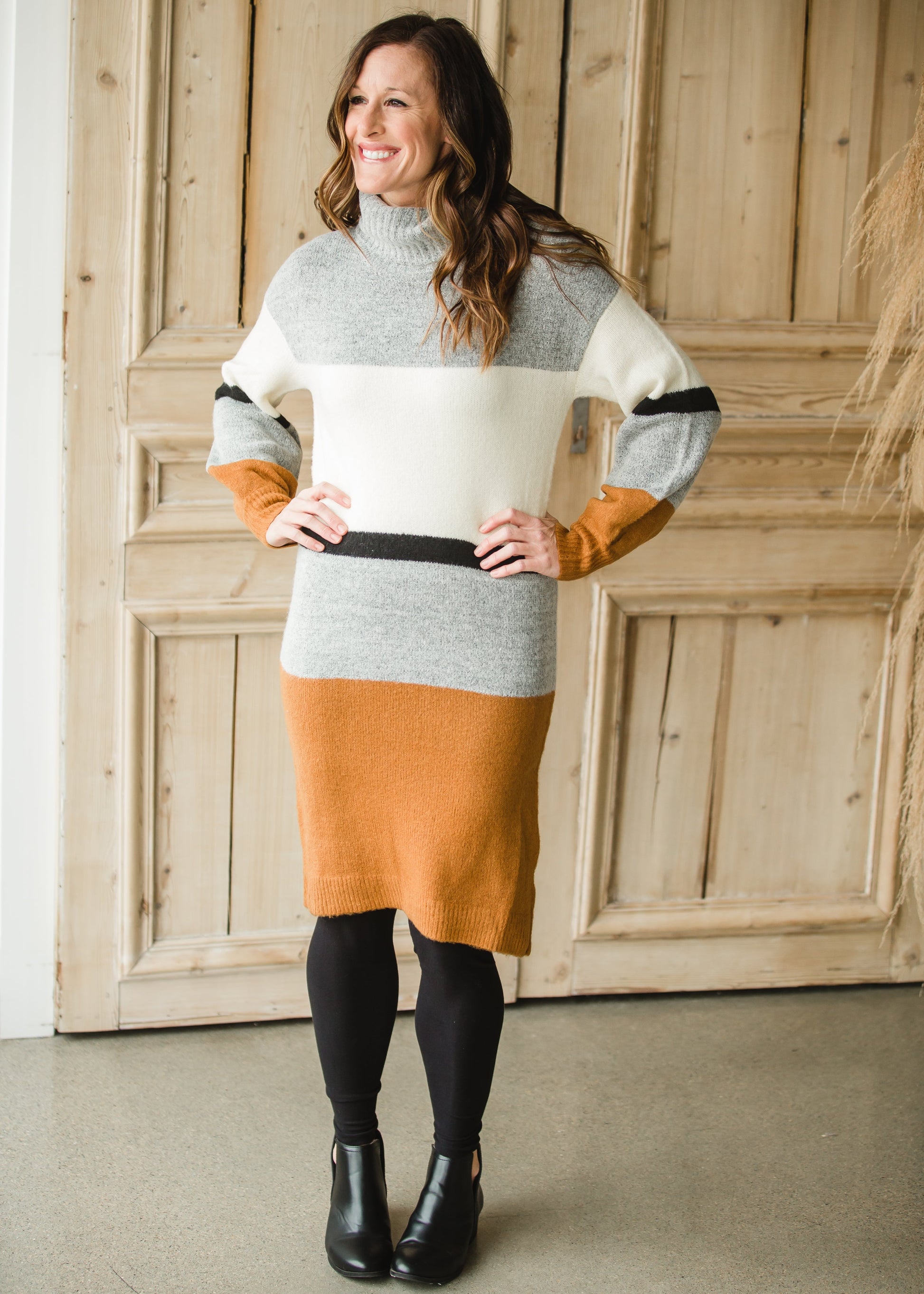 Bubble Sleeve Striped Sweater Dress - FINAL SALE Dresses