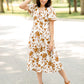 Bubble Sleeve V-Neck Midi Dress-FINAL SALE Dresses