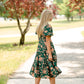 Bubble Sleeve V-Neck Midi Dress-FINAL SALE Dresses
